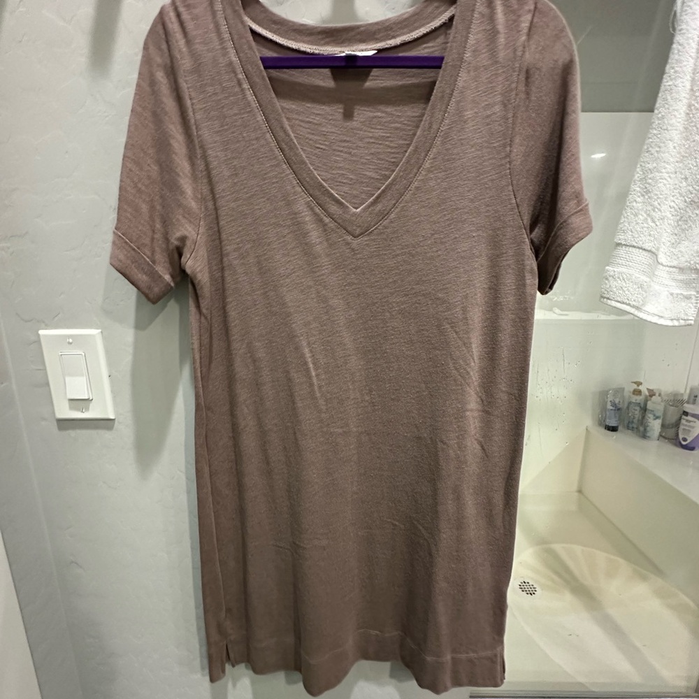 Splendid Mocha V-Neck Mini Dress